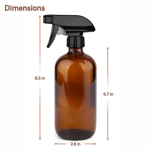GLING 16 oz 2 Pack Amber Glass Spray Bottles, Refillable Empty Dark Glass Spray Bottle Great for Cleaning Solutions, Essential Oils, Hair, and Plants, Adjustable Nozzle for squirting and Mist