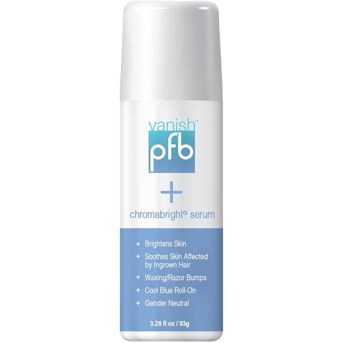 PFB Vanish Razor Bump Stopper Skin Care Treatment with Chromabright Dark Spot Remover, Roll On Formula Treats Ingrown Hairs and Razor Burns - 93g