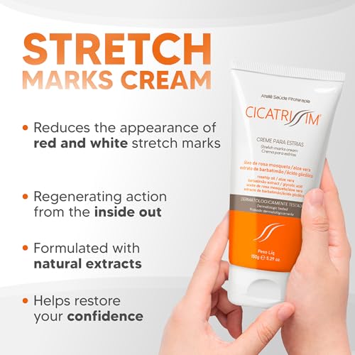 Cicatrissim Stretch Mark Cream for Red and White Striae - Softens Stretch Marks, Evens Skin Tone, and Firms Skin - All Skin Types - 150g