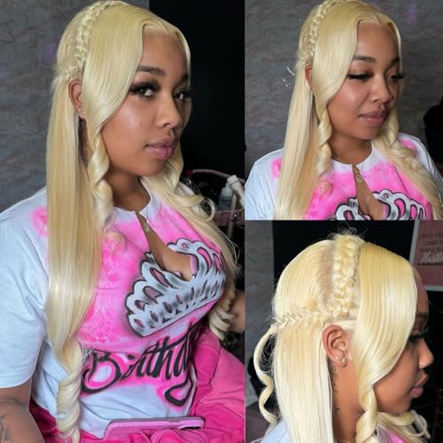 26 Inch 613 Lace Front Wigs Human Hair 13X6 Blonde Straight HD Transparent Lace Frontal Wigs Human Hair for Women Pre Plucked with Baby Hair 200% Density Glueless Wigs