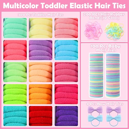 Toddler Hair Accessories, Cotton Toddler Elastic Hair Ties Baby Hair Ties with Hair Clips Hair Tail Tools, Girls Hair Accessories for Girls Baby Toddlers Kids