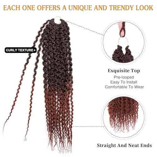 Curly Senegalese Twist Crochet Hair Pre-looped 7 Packs Small Twist Crochet Hair for Women 140 Strands Senegalese Twists Hair with Straight Ends Synthetic Crochet Braids(T350, 18 Inch)