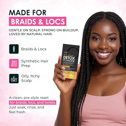 Esha Braid N Slay Detox Powder ? Scalp Cleanser for Braids, Locs & Twists ? Removes Buildup, Odor & Prewashes Synthetic Hair ? Non-Stripping, Soothing, 907g (32 Fl Oz, UNSCENTED)