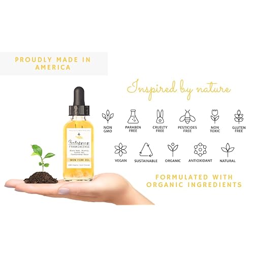 Fortifying Frankincense Resin Infused 100% Organic Black Seed, Rosehip & Castor Oils for Face Miracle Anti-Aging Facial Moisturizer Cold Pressed Oils Natural Serum Skincare Hydrates Skin