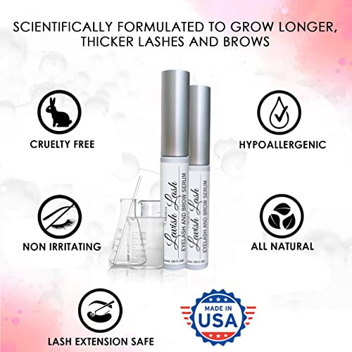 Hairgenics Lavish Lash ? Eyelash Growth Enhancer & Brow Serum with Biotin & Natural Growth Peptides for Long, Thick Lashes and Eyebrows! Dermatologist Certified, Cruelty Free & Hypoallergenic.