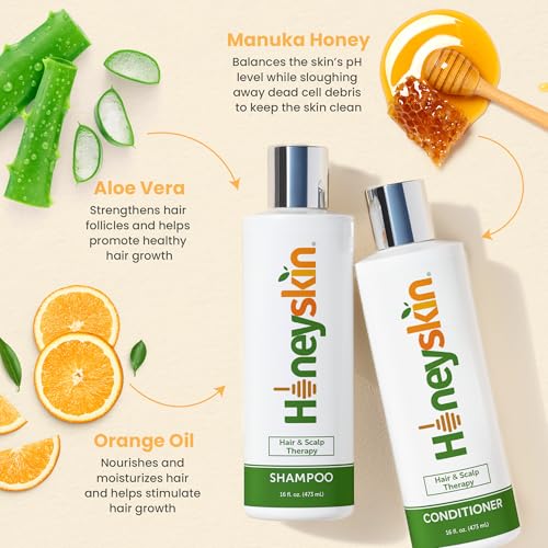 Honeyskin Hair Growth Shampoo and Conditioner for Women ? Sulfate-Free, Hydrating & Volumizing Set with Manuka Honey & Aloe Vera ? Non-Toxic Hair Thickening Shampoo for Thinning Hair 16oz