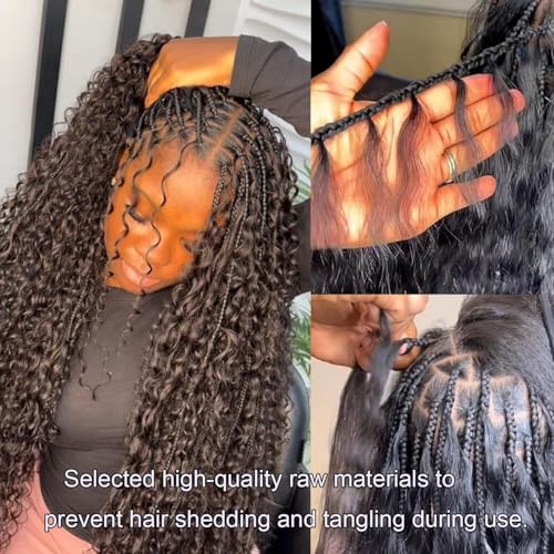 Lemoda Boho Bulk Human Braiding Hair Burmese Curly Human Hair Extensions For Daughter/Friend/Kids Bohemian Knotless Braids No Weft 100% Virgin Human Hair 18 18 18Inch 3Bundles/Lot