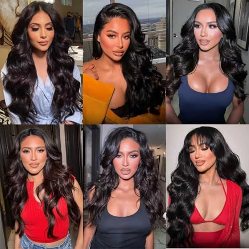 12A Body Wave Bundles Human Hair 4 Bundles 100% Unprocessed Brazilian Virgin Body Wave 16 18 20 22 Inch Weave Wavy Human Hair Extensions for Black Women