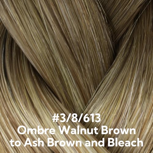 HOTBANANA Invisi Edge Tape in Hair Extensions Human Hair, 24inch 50g 20pcs Ombre Walnut Brown to Ash Brown and Bleach Invisible Tape in Extensions Straight Seamless Real Remy Hair Injected