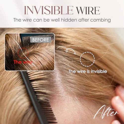 MY-LADY Wavy Halo Hair Extensions Real Human Hair for Women Medium Brown & Dark Blonde Clip in Remy Hairpiece with Adjustable Invisible Wire 18 Inch 65G