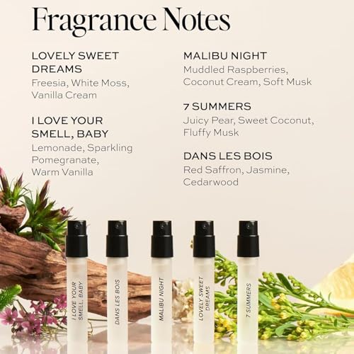 DIME Beauty Perfume Sampler, Hypoallergenic, Clean Perfumes, Eau de Toilette For Women (Set of 5, 2 ml)