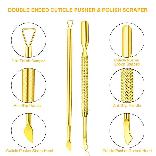 Mudder Acrylic Nail Clippers Kit False Nails Tips Cutter Professional Cuticle Trimmer Nipper Cutter Pusher Remover Stainless Steel Manicure Pedicure Art Tools Set Salon Home(Golden)