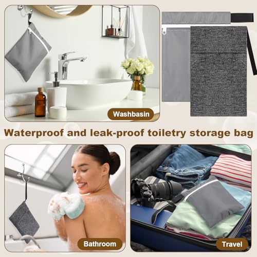 8 Pcs Travel Soap Bar Bag Set, 4 Waterproof & Leakproof Soap Dish Case 4 Foaming Nets Multifunctional Toiletry Shower Gym Essentials Quick Dry Pouch for Camping Enthusiasts(Gray)
