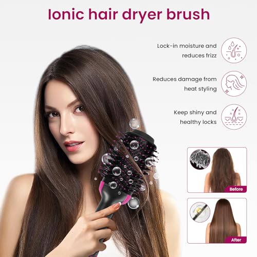 4-in-1 Hair Dryer Brush and Styler, Hot Air Blow Dryer, Volumizer with Ionic Technology (A)