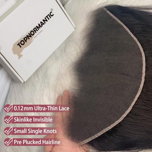 13x6 Lace Frontal, 0.12mm Ultra-Thin Invisible Transparent HD Swiss Lace Pre Plucked with Baby Hair Small Single Knots Ear to Ear Frontal Closure Natural Hairline Free Part 18 Inch