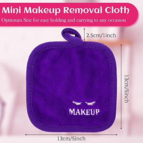 Queekay 48 Pcs Makeup Remover Cloths Reusable Washable Remover Pads Soft Microfiber Washcloths Facial Cloths Makeup Towels Holiday Gift for Women, 5 x 5 Inch(Black, Blue, Purple, Rose Red)