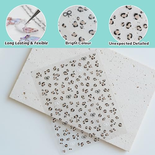 Leopard Print Nail Art Stickers, Coquette Nail Decals,Self-Adhesive, Nail Accessories & Supplies, Durable & Long-Lasting