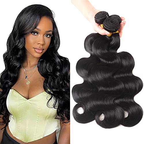 12A Brazilian Body Wave Human Hair 3 Bundles 22 24 26 Inch 100% Unprocessed Brazilian Virgin Human Hair Weave Bundles Body Wave Hair Extensions Natural Color