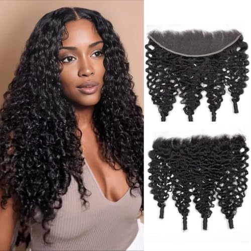 13x4 Burmese Curly Frontal human hair HD Lace closure Invisible Frontal HD Lace 13x4 Lace Closure Pre Plucked With Baby Hair 12A Brazilian Raw Human Hair Extensions 20 Inches