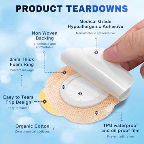 Castor Oil Patches, Castor Oil Pack Wraps Disposable Organic Cotton Self-Adhesive Pads for Belly Button, Anti Leakage Design, Breathable & Portable, No Wash -50pcs