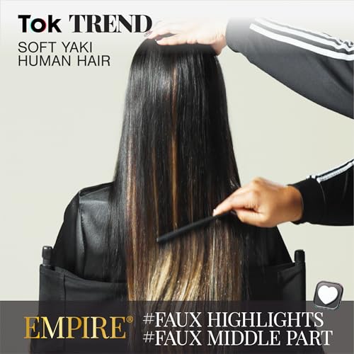 Sensationnel Empire yaki human hair - Tangle Free Weaving for Quick Weave and Sew in Styles for Faux Highlights and Fauxmiddlepart Leave Out - 1 Pack (18 inch, 27 HONEYBLONDE)