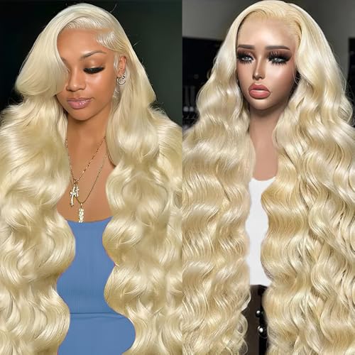 Blonde Wig Human Hair 613 13x6 Lace Front Wig Human Hair Pre Plucked With Baby Hair 200 Density Blonde Body Wave HD Lace Frontal Wigs 32 Inch