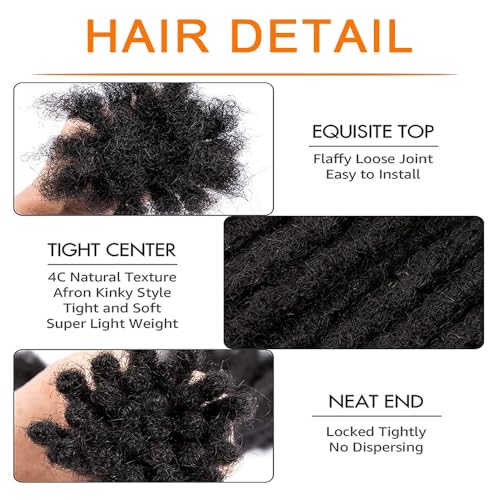 Dreadlock Extensions Human Hair 0.6cm Thickness 22 Inch 60 Strands 100% Real Human Hair for Man/Women/Kids Full Handmade Permanent Loc Extensions Bundles Can Be Dyed Bleached Curled and Twisted