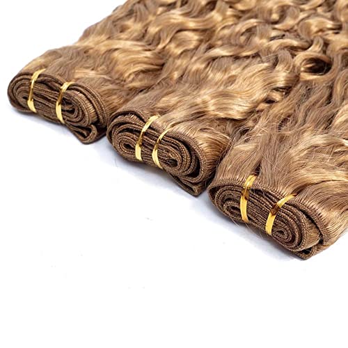 FEEL ME Brazilian Water Wave Hair 3 Bundles (18, 20, 22 inches) #27 Honey Blonde Brazilian Human Hair Weaves 8A Mink Unprocessed Virgin Water Wave Hair Extensions