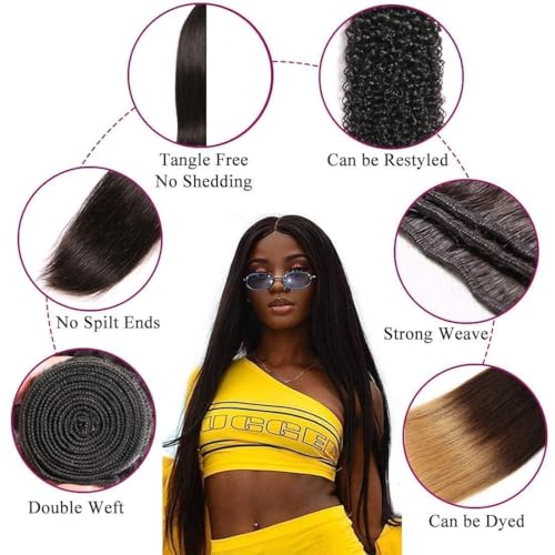 Human Hair Bundles,Straight 4 Bundles 22 24 26 28 Inch,16A Bundles Human Hair,100% Unprocessed Virgin Brazilian Hair Extensions Double Weft, Quick Weave Sew In Hair Bundle