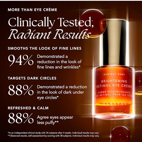 RANAVAT Brightening Retinol Eye Cream - Anti Aging Eye Cream and Dark Circle Corrector to Help Target Fine Lines - Enriched with Micro-Encapsulated Retinol, Bakuchi Seed, & Saffron (0.5 oz)