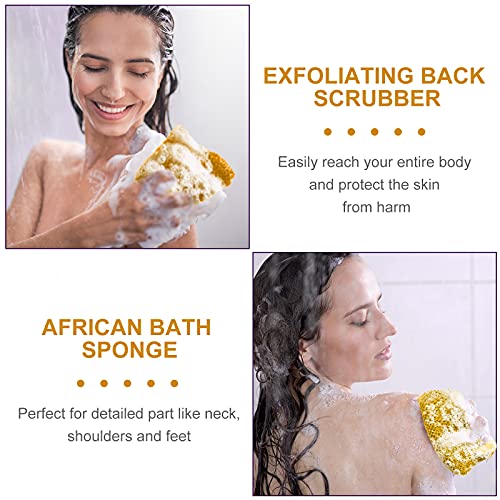 Geiserailie African Net Sponge Long Bathing Net Shower Body Scrubber Back Scrubber Skin Smoother Bathing Sponge for Daily Use or Stocking Stuffer(Yellow)