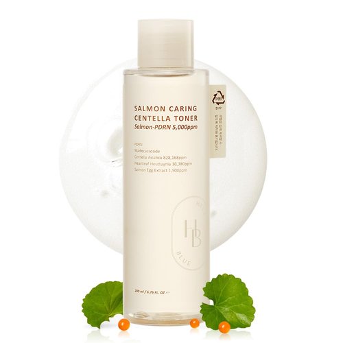 HEVEBLUE Salmon Caring Centella Toner - Salmon PDRN, pH 5.5, Salmon Egg Extract, Centella, Madecassoside, Restore and Rejuvenate, Refine Skin Texture, Low Irritation, Korean Skincare, K-Beauty