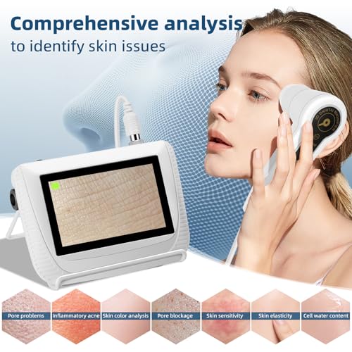 Skin Hair Analyze, Scalp Analysis Machine, 5 Inch LCD Screen Rechargeable Digital Scanner for Skin & Hair Analysis, 50x/200x DualHeads, Digital Skin Health Detection Use for Home and Salon