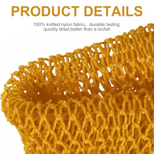 Geiserailie African Net Sponge Long Bathing Net Shower Body Scrubber Back Scrubber Skin Smoother Bathing Sponge for Daily Use or Stocking Stuffer(Yellow)