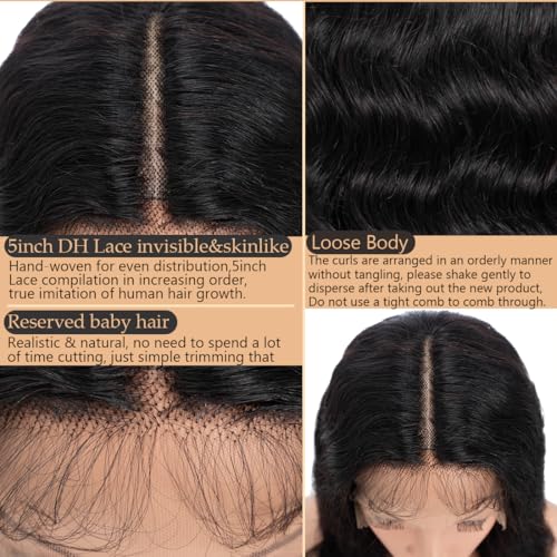 Lace Front Wigs Human Hair Loose Body 13x5x1 Lace Frontal Wigs for Women 26inch 150% Density Glueless Brazilian Body Wave Real Human Hair Wig with Baby Hair Pre Plucked