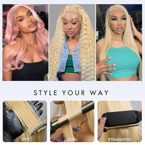 613 Bundles Human Hair 20 22 24 Inch Blonde Body Wave Bundles 100% Unprocessed 16A Brazilian Virgin Hair 3 Bundles Human Hair Body Wave Hair Extensions for Women can be Dyed Bleached