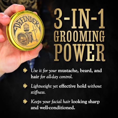 Mustache Balm for Men & Mustache Protector ? Natural Styling & Conditioning Grooming Kit ? Soften & Shape Facial Hair 2oz ? Death Grip (Mustache Gift Set)