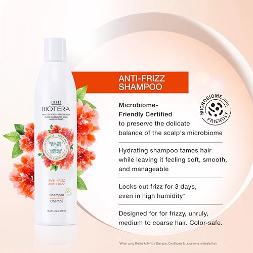 Biotera Anti Frizz Smoothing Shampoo | Smooths & Controls Frizzy, Unruly Hair | Microbiome Friendly | Vegan & Animal Test Free | Paraben Free | Color-Safe