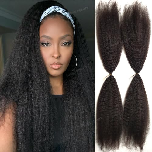 Kinky Straight Crochet Hair Extensions Knotless Pre-Separated Feather Crochet Human Hair Seamless Reusable 20inch 240g For Women