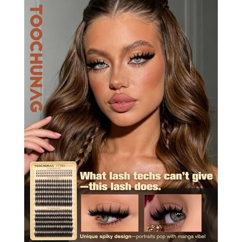 Spiky Manga Lash Clusters 12-20mm Anime Eyelash Clusters 300pcs Cluster Eyelash Extensions Fairy Eyelashes Cluster with Bottom Individual Lashes 80D+100D Volume DIY Lash Extension by TOOCHUNAG
