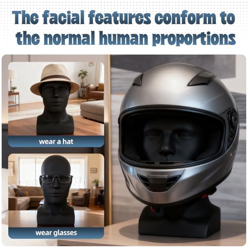 Male Mannequin Head, Metallic Gray Male Mannequin Head with Stand Professional Manikin Head, Bald Training Head for Display Wigs (Gray)