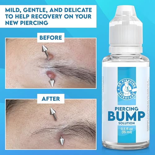 Dr. Piercing Aftercare Keloid Drops ? Non-Greasy Saline Solution for Keloid Bump Removal for Piercings - May Reduce Appearance of Nose Piercing Bump, Nose Ear Lip Belly (15 mL)