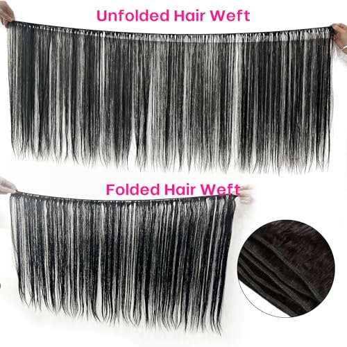 Real Raw Straight Bundles Human Hair 12A Human Hair Bundles 100% Unprocessed Virgin Double Weft Hair Bundle Natural Black Hair Extension for Women (1B Straight, 18 20 22 Inch)