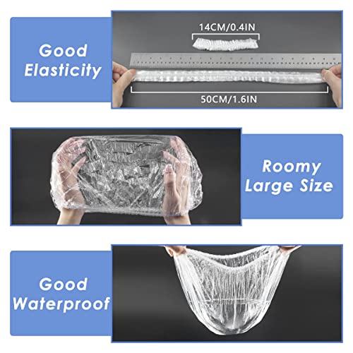 Aquior Shower Cap Disposable,30 PCS Bath Caps Large Thick Clear Waterproof Plastic Elastic Hair Bath Caps for Women Deep Conditioning Hair Care Hotel Travel Essentials Accessories Cleaning Supplies