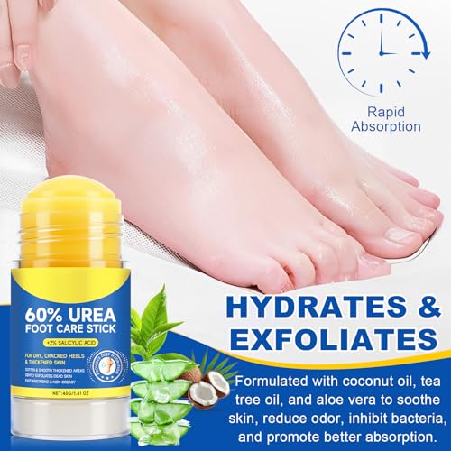 60% Urea Foot Cream Stick with 2% Salicylic Acid,Foot Care Cream Moisturizer for Dry Cracked Feet, Knees, Elbows, Hands,Moisturizes and Hydrates the Dry Skin,Callus Remover&Soften Dead Skin