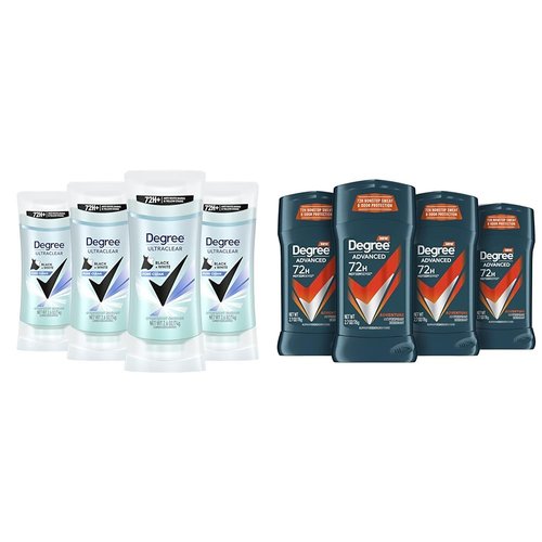 Degree Women's Antiperspirant Protects Against Stains - Men's Deodorant & Antiperspirant - 4 Count for Freshness