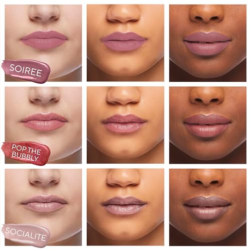 Mirabella 3 Pack Lip Gloss Trio - Highly Pigmented Shimmer Lip Gloss Non Sticky with Hydrating Medical Grade Lanolin for Chapped Lips, Lip Gloss for Women Set of 3 Shades