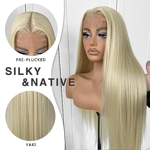 613 Wigs Long Straight Lace Front Wigs White Glueless Straight Hair Lace Front Wig Pre Plucked Synthetic HD Lace Front Wig 32inch