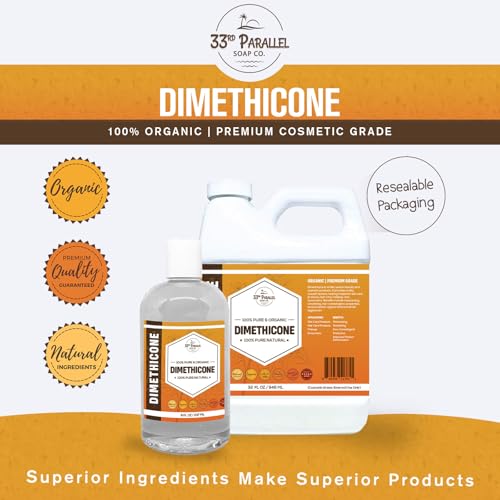 33rd Parallel | DIMETHICONE Oil (32 oz) 100% Pure, Cosmetic Grade | Widely Used in Moisturizers, Lotions, Primers, Foundations, Hair Products, Sunscreen, Wound Care | 32 Ounces