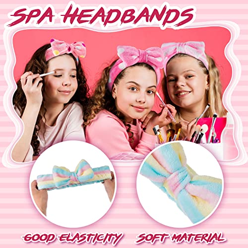 Jecery 18 Pcs Spa Party Supplies for Girls 6 Satin Kimono Robe 6 Spa Headband 6 Disposable Foam Pedicure Slippers